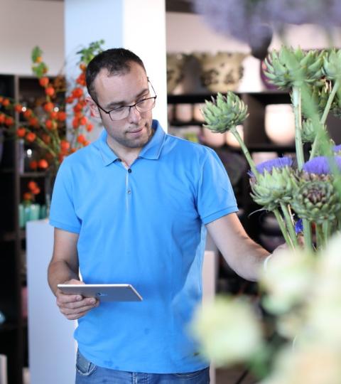 Florist in shop